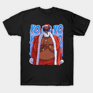 Black Santa Claus Gangster Christmas T-Shirt